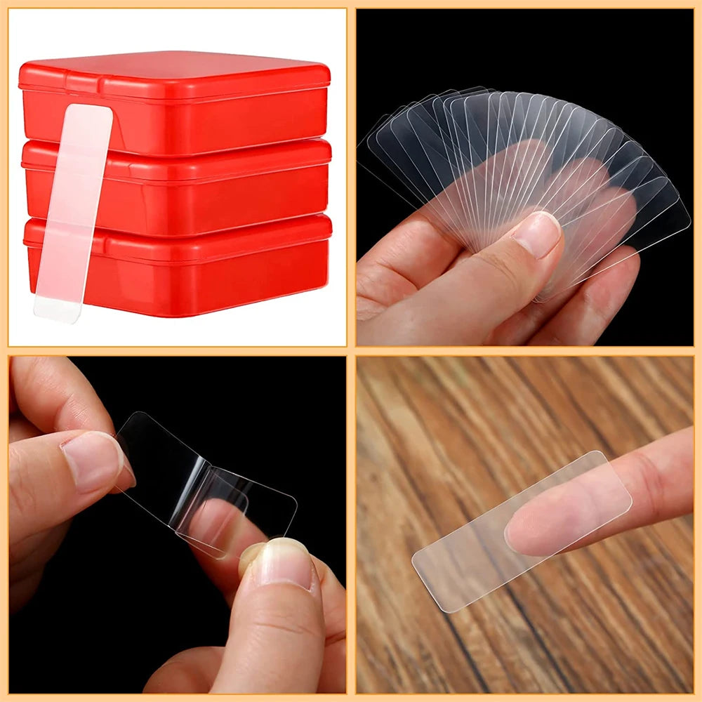 TFAAI Reusable Double-sided Adhesive Tape Square Ultra-strong Waterproof Transparent Non-marking Stickers Tape 60Pcs/Box Qme