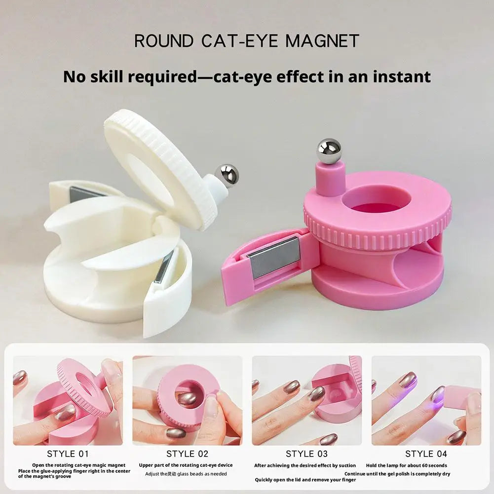 Rotating Cat Eye Magnet Nails Automatic Glass Bead Nail Spinner Qme