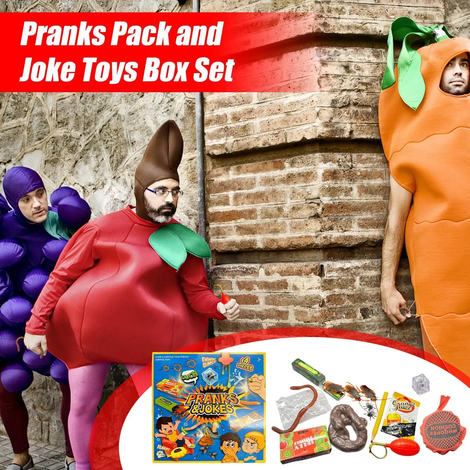 Joke Toy Kit April Fools Kids Prank Gadgets Box Realistic Cool Funny Stuff Parties Favors Festival Fun Surprises for Daily Life Qme
