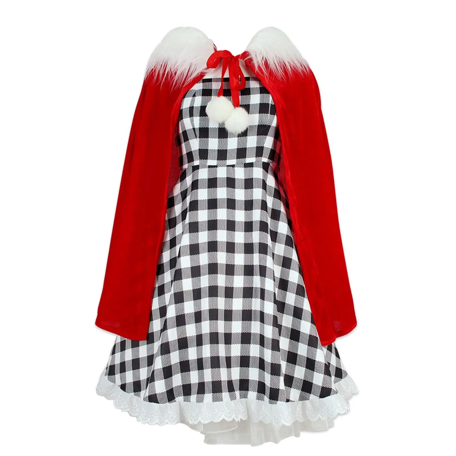7PCS Cindy Lou Who Costume Cindy Wig Dress Cape Accessories Christmas Cosplay Outfits for Halloween Party Adult Qme