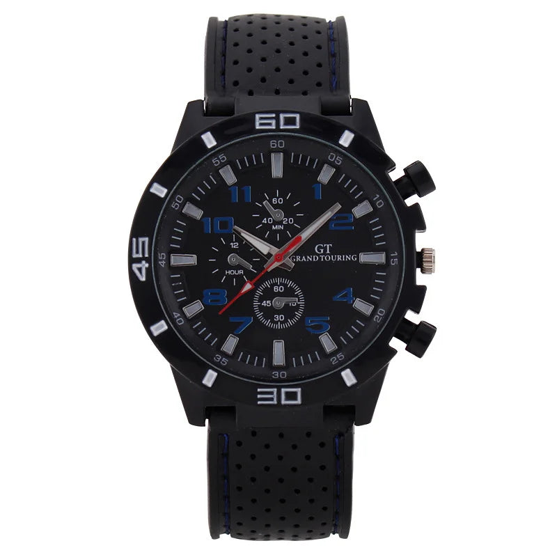 Foreign trade sports three eye silicone strap men's watch men's watch men's watch quartz Qme Blue