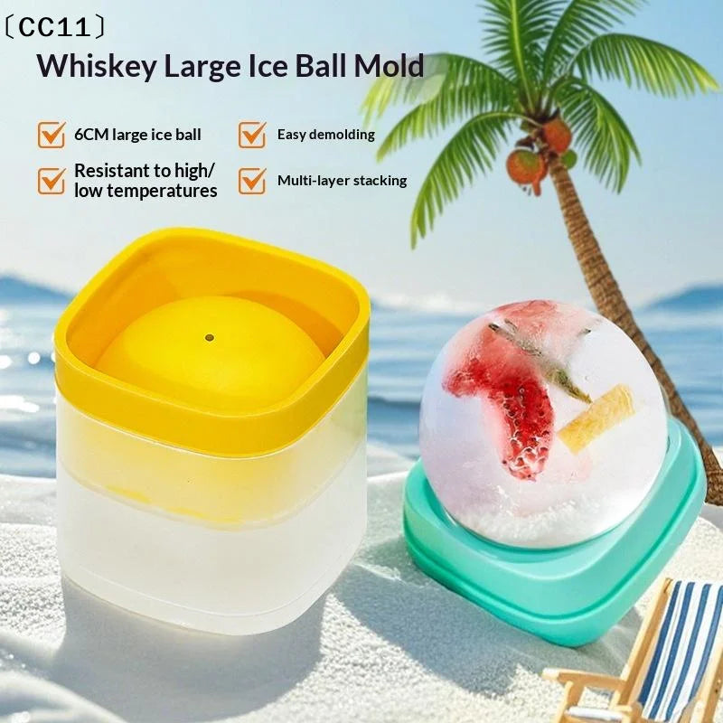 1 Large Ice Ball Mold Easy Demold Heat Cold Resistant Stackable Qme