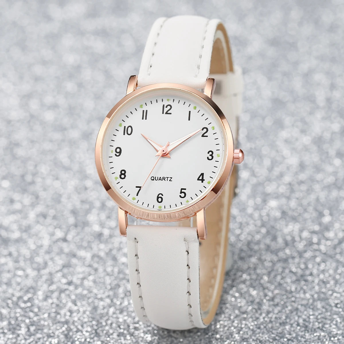 2026 Minimalist digital student night light watch, small fresh frosted leather casual watch, women's quartz watch Qme 1PC White No Box