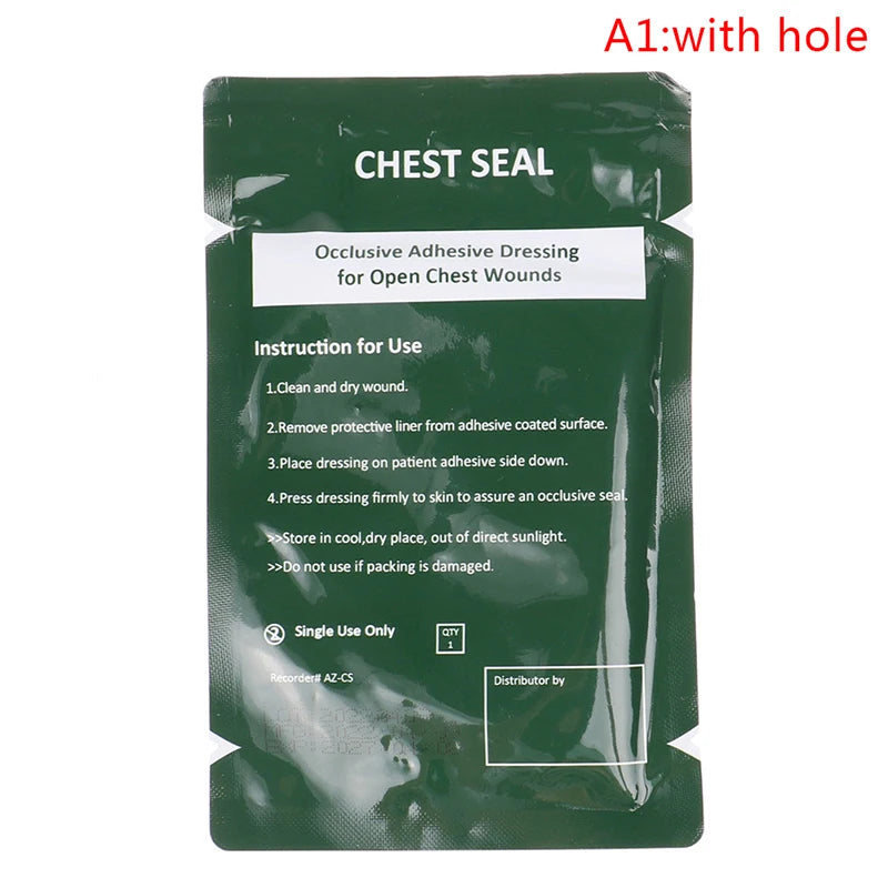 Safety Survival Emergency Trauma Sticker Chest Seal Vented First Aid Qme 1with hole