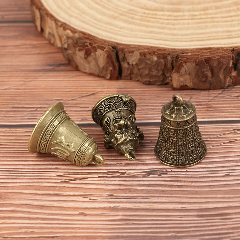 Antique Alloy Car Pendant Three Lion Bell Wind Chime Vintage Feng Qme