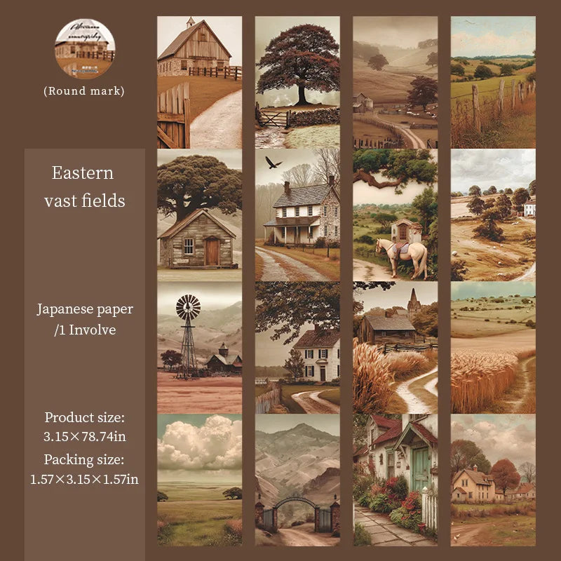1roll Afternoon Countryside-themed Large-format Landscape Tape Ideal for background decoration, scrapbooking DIY collage sheets Qme 5