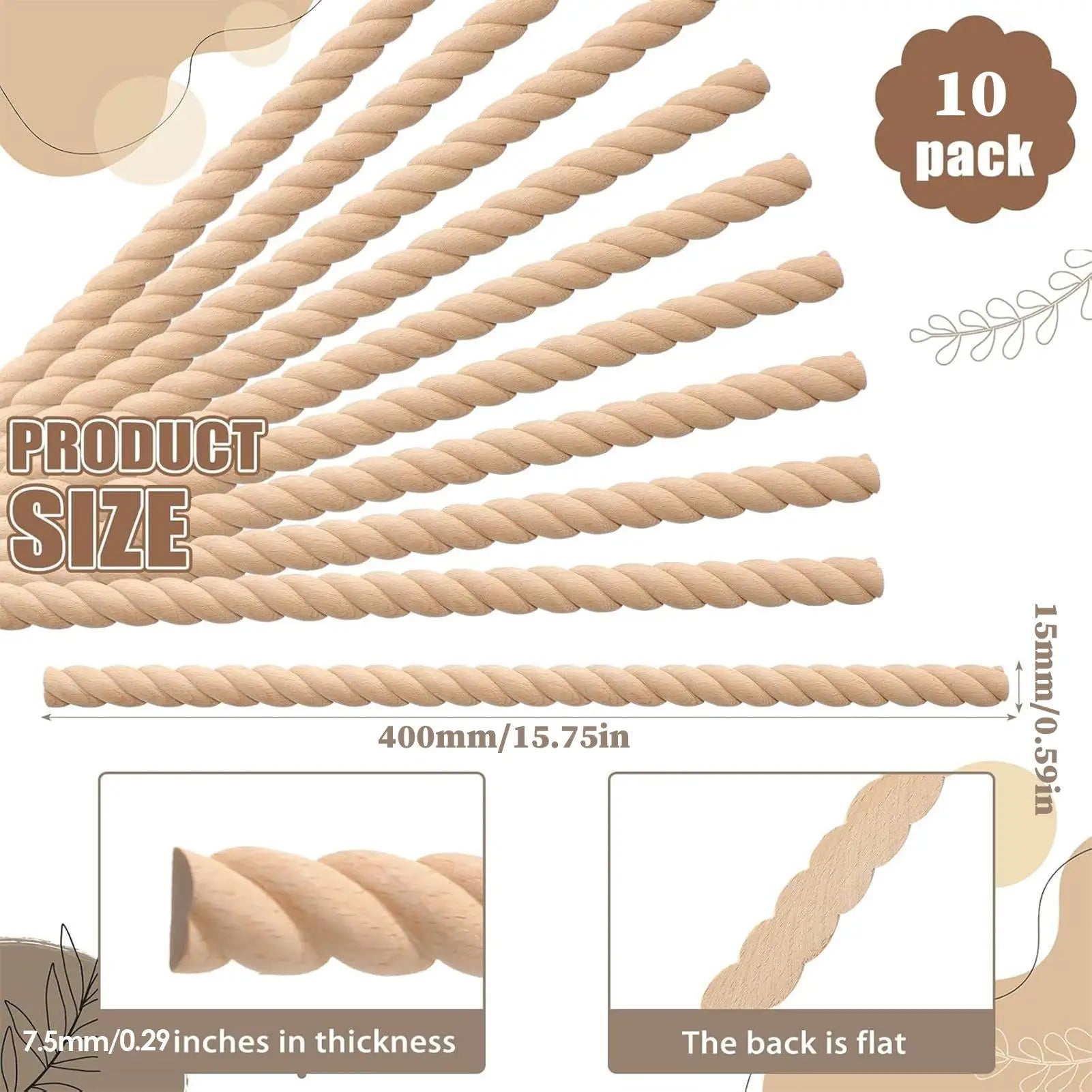 Wood Trim Cuttable Decorative Strips 10 Unfinished Woodcraft Supplies Qme