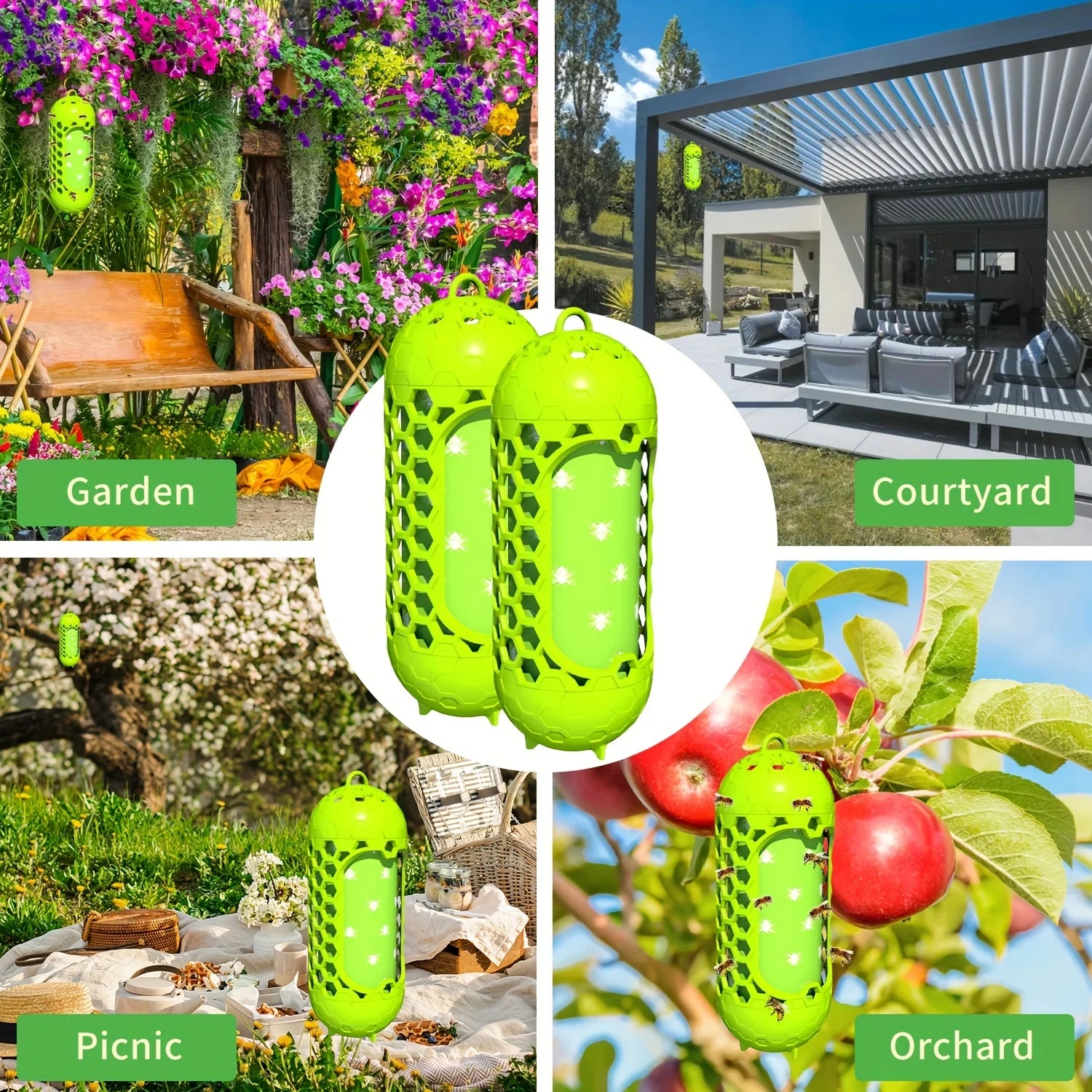 Wasp Trap Outdoor Hanging Carpenter Bee Trap for Outside Fly Wasp Catcher Fly Trap Indoor Killer Hunter for Hornet Gnat Mosquito Qme