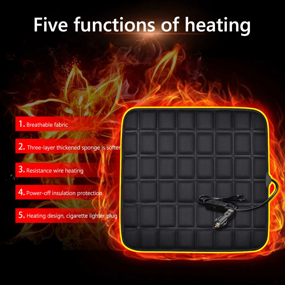 Winter Heated Car Seat Cover 5V/12V Heating Warmer Car Seat Cushion Auto Universal Protector Cloak Cover Pads for Car Accessorie Qme
