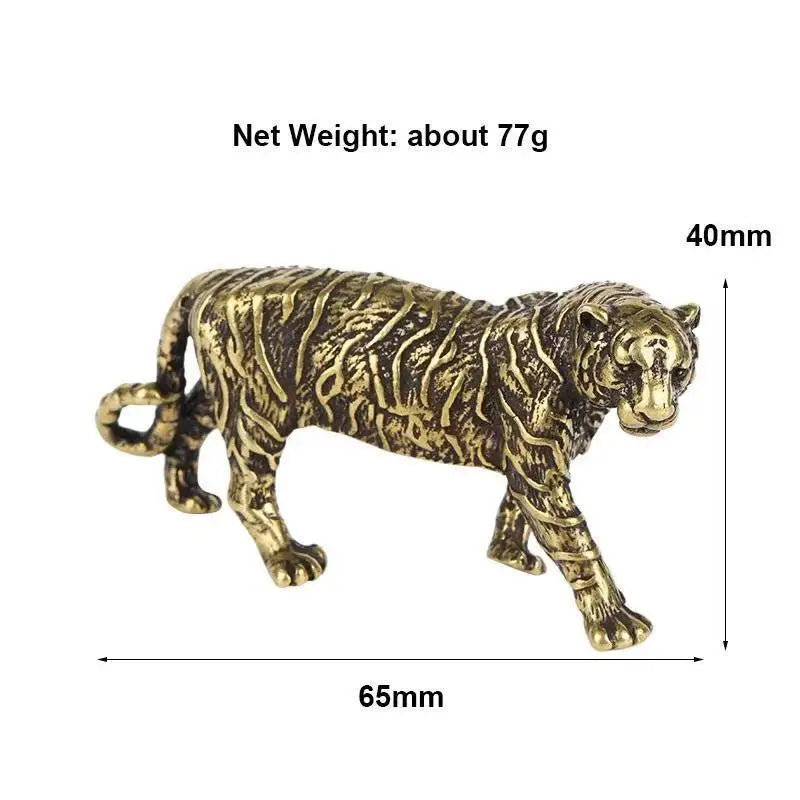 Pure Copper Big Tiger Model Statue Solid Brass Animal Figurines Vintage Home Decor Miniatures Desk Decor Qme A