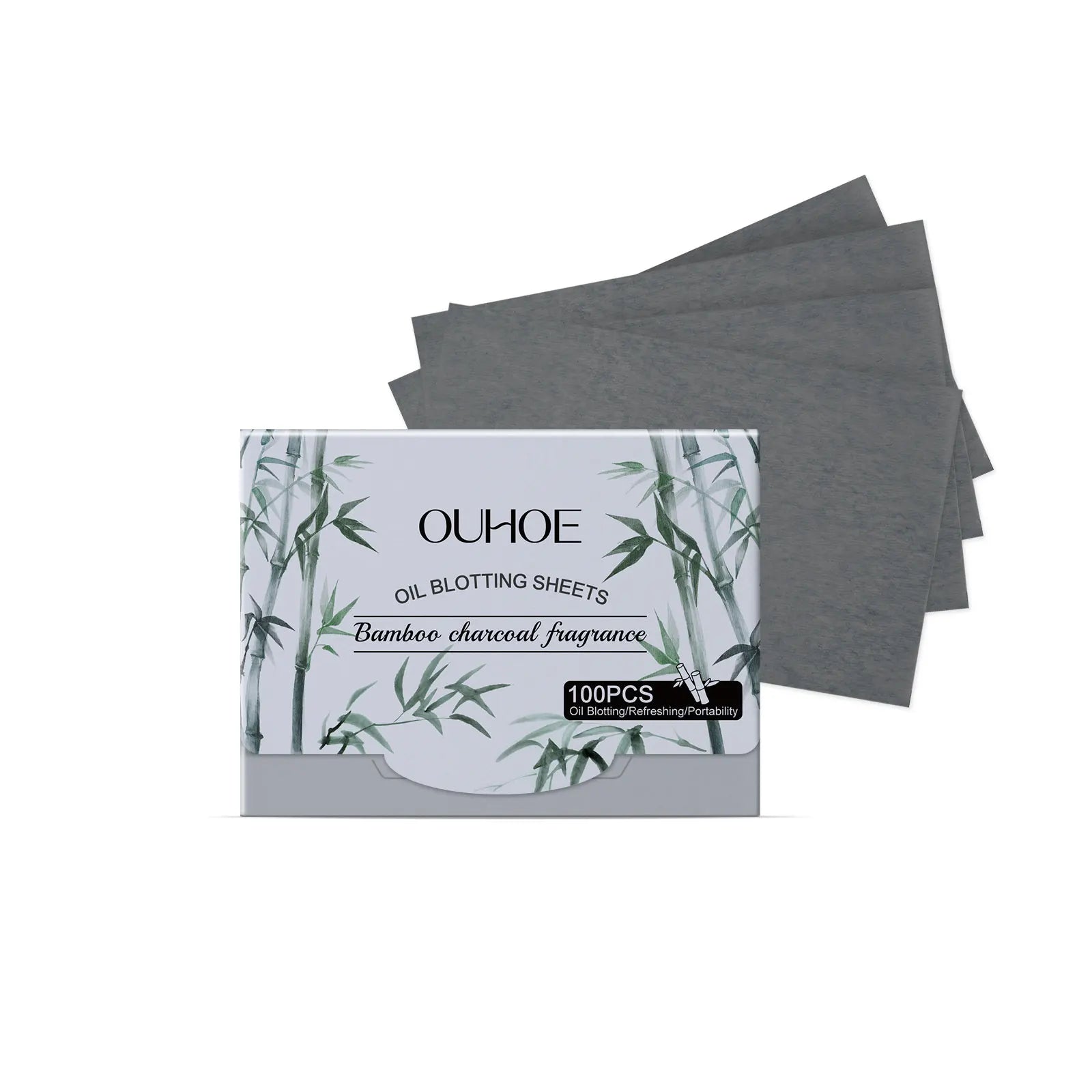 100pcs Bamboo Charcoal Oil Blotting Paper Facial Oil Absorbing Sheets Matte Face Oil Control Portable & Gentle for Oily Skin Qme 100pcs Boxed