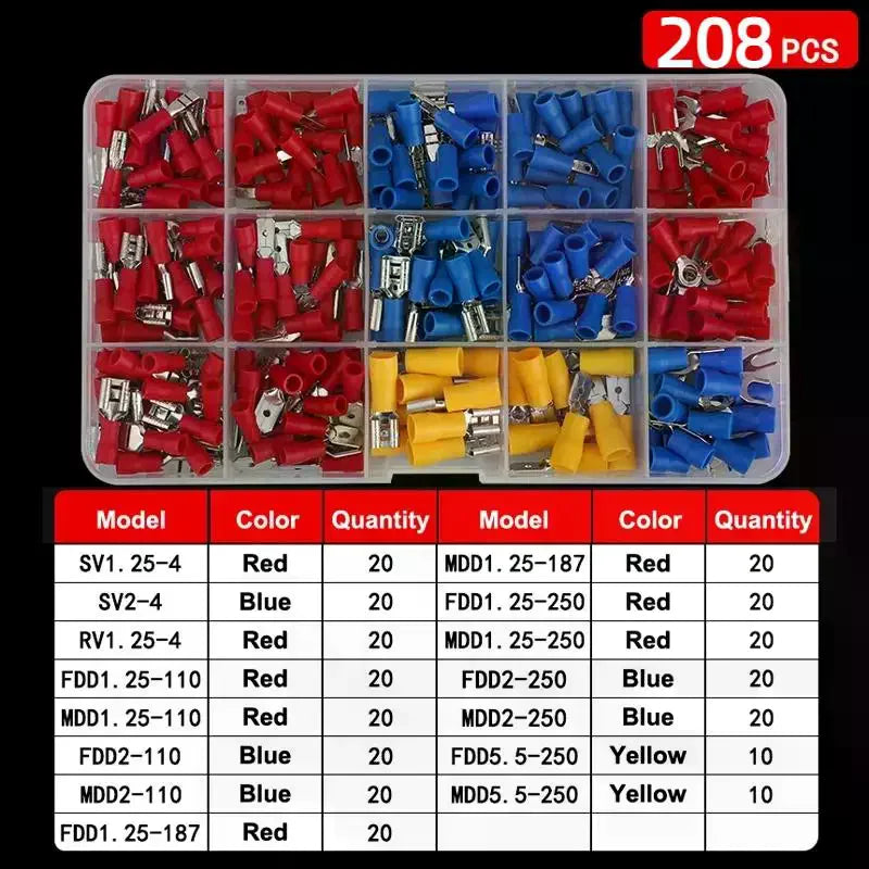 102/280pcs Insulated Terminal Block Set With Crimping Pliers Is Ideal For Home Electrical Repairs And Industrial Wiring Work Qme