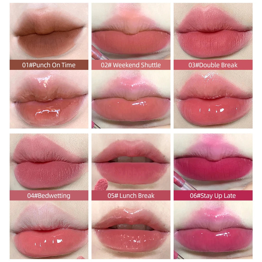 6 Colors Sexy Red Liquid Lipstick Moisturizing Lip Glaze Tint Long Lasting Matte Lip Mud Waterproof Velvet Lipstick Lips Makeup Qme