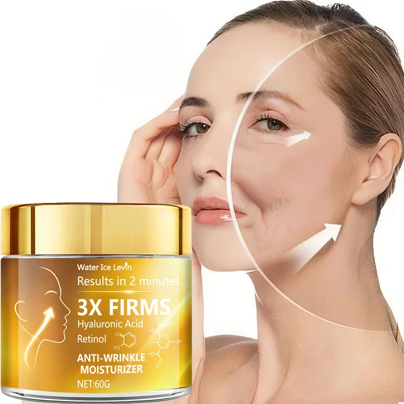 3X Anti-Wrinkle Face Cream with Hyaluronic Acid & Retinol for Visible Firming in 2 Minutes. Qme