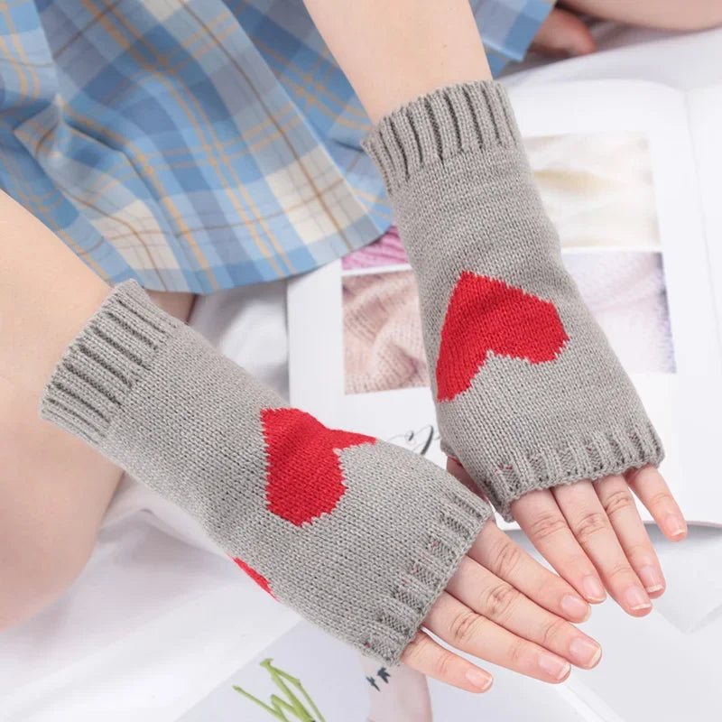 Knitted Half Finger Gloves Women's Warm Soft Winter Mittens for Girl Guantes Y2K Sleeve Girls Lolita Goth Fingerless Gloves Qme A-7 Length -20cm