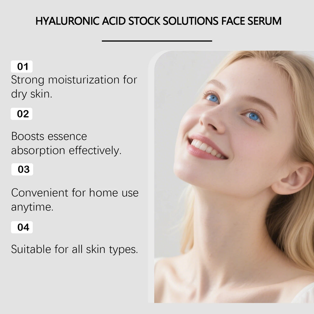 Hyaluronic Acid Stock Solutions Face Serum with Roller Microneedle Set Moisturizing Anti-Wrinkle Facial Serum Smoothing Refresh Qme
