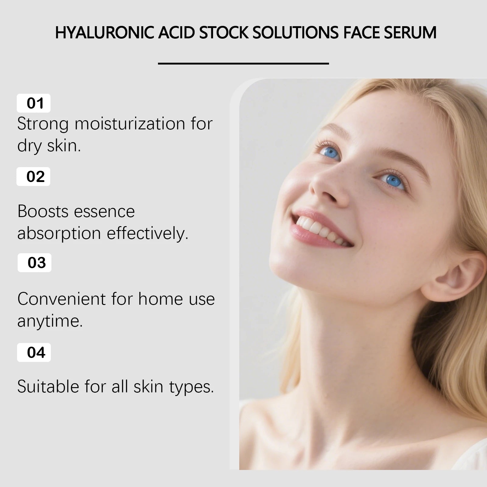 Hyaluronic Acid Stock Solutions Face Serum with Roller Microneedle Set Moisturizing Anti-Wrinkle Facial Serum Smoothing Refresh Qme