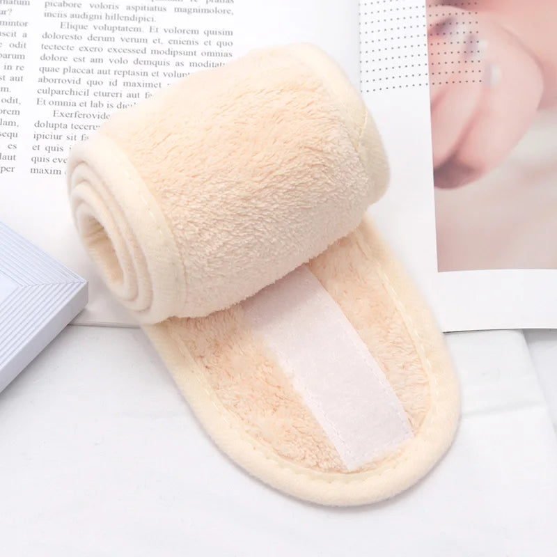 Women Adjustable SPA Facial Headband Soft Toweling Hair Accessories Qme Beige