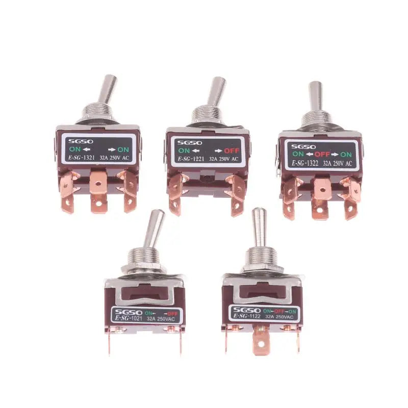 1Pcs Power Switch 2/3/4/6Pin E-SG Toggle Switch 32A 250VAC Rocker Switch With Brass Screw Foot Pin Qme