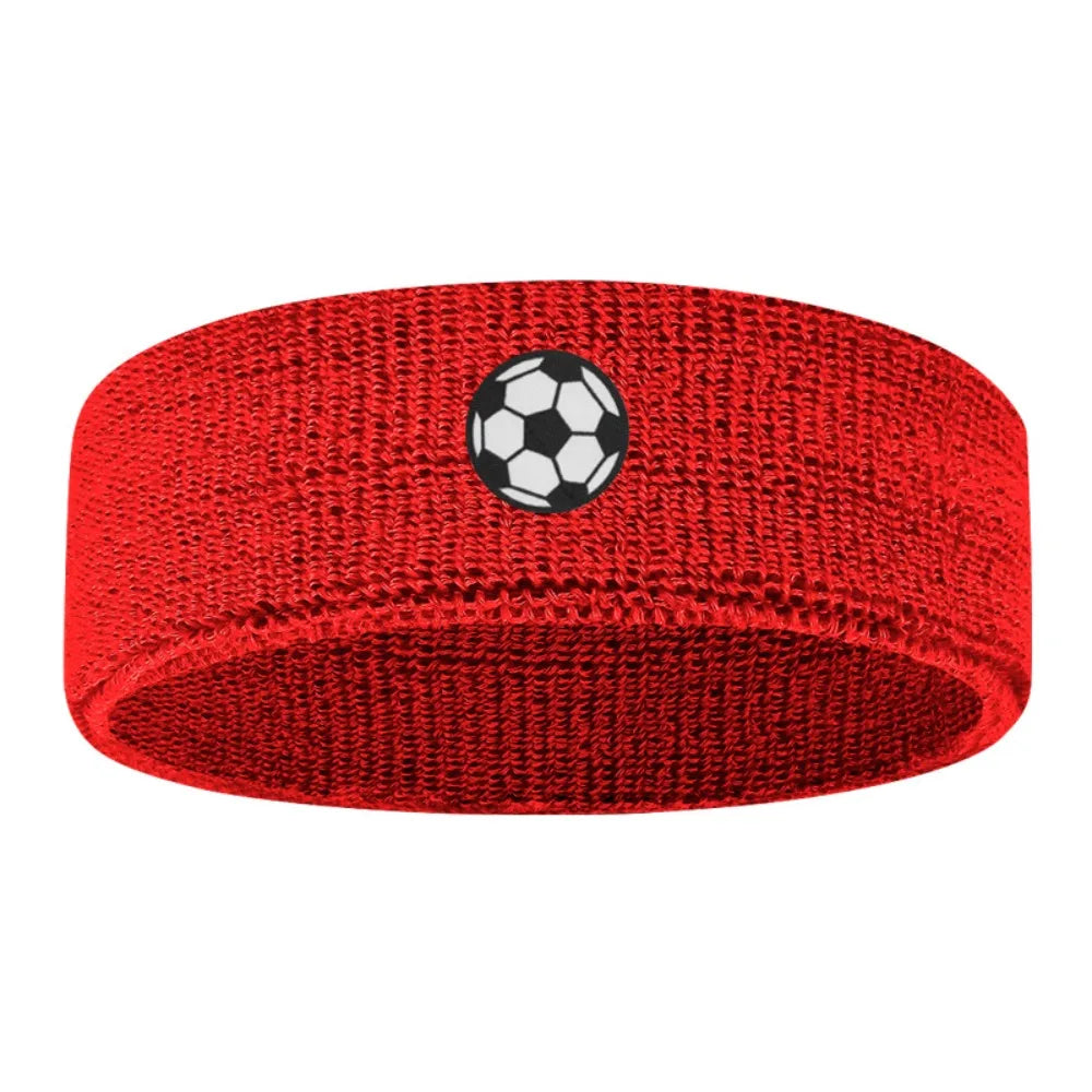 Sweat Absorbing Cartoon Sports Headband Polyester Wicking Hairband Qme Soccer Red