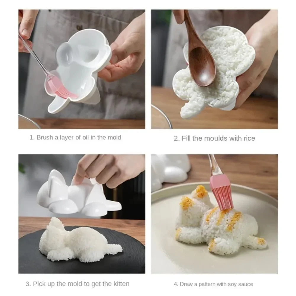 Cute Onigiri Molds Cat Animal Shape Sushi Kids Rice Mashed Potato Qme