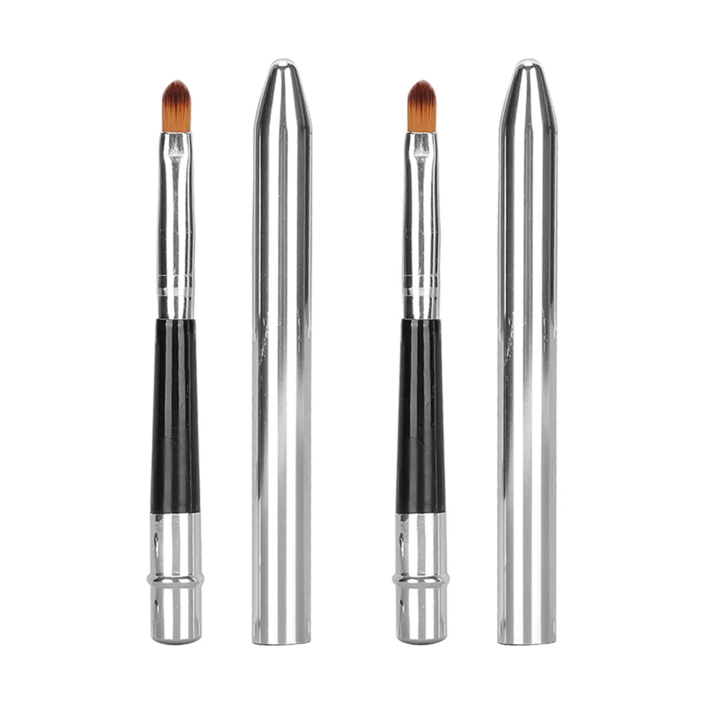 Lip Brush Ergonomic Extended Sealing Design Small Easy Cleaning Single Head Aluminium Tube Lipstick Brush Lip Gloss Brush Qme 2pcs