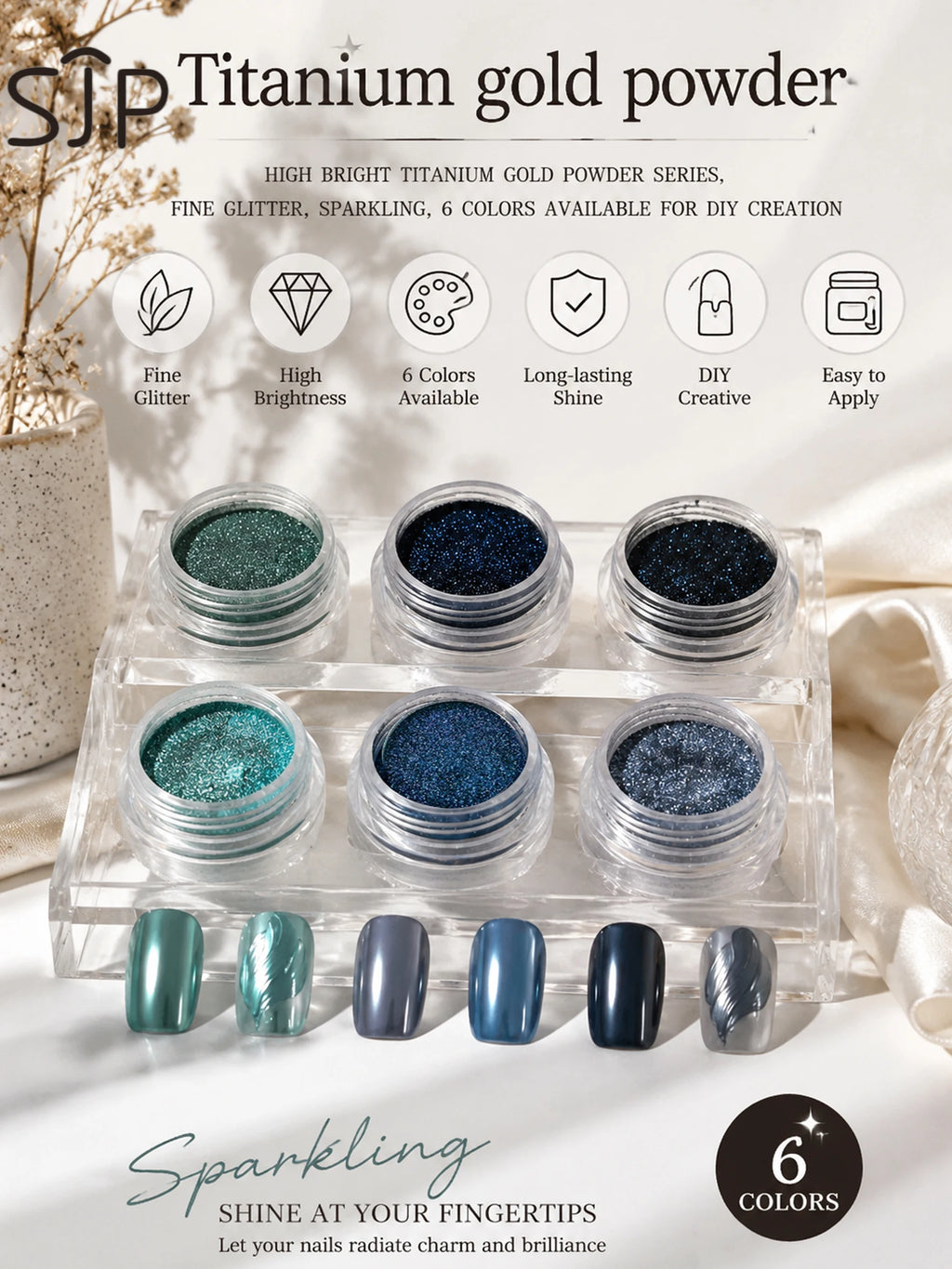 1 Blue Ocean Star Nail Mirror Powder Chrome-plated DIY Art Charm Qme