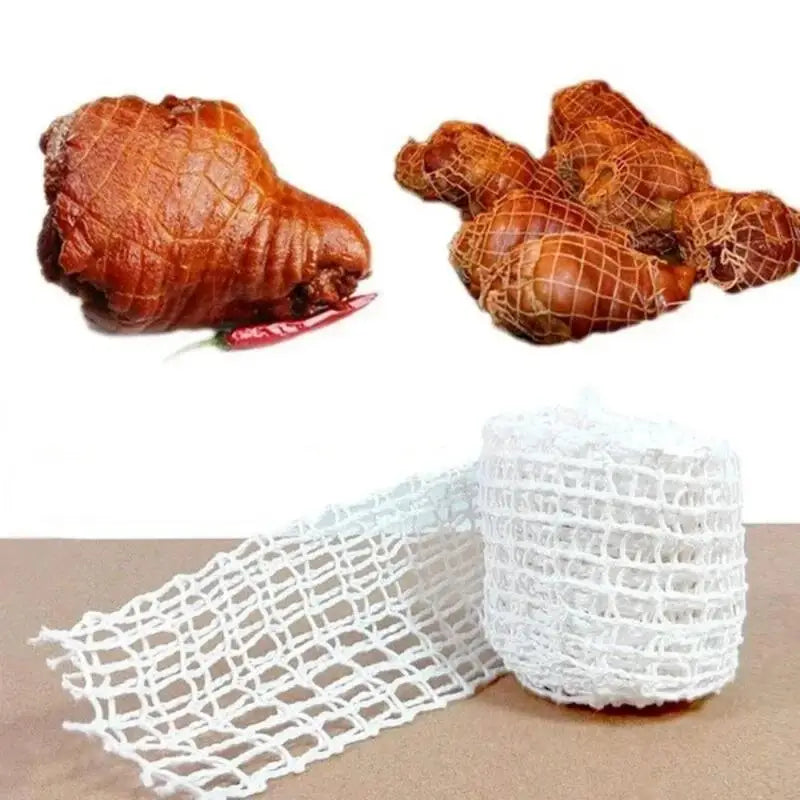 3M Meat Cotton Mesh Bag Ham Sausage Mesh Pork Roll Rope Sausage Mesh Cover Meat Cooking Tools Hot Dog Ham Elbow Fixed Mesh Bag Qme