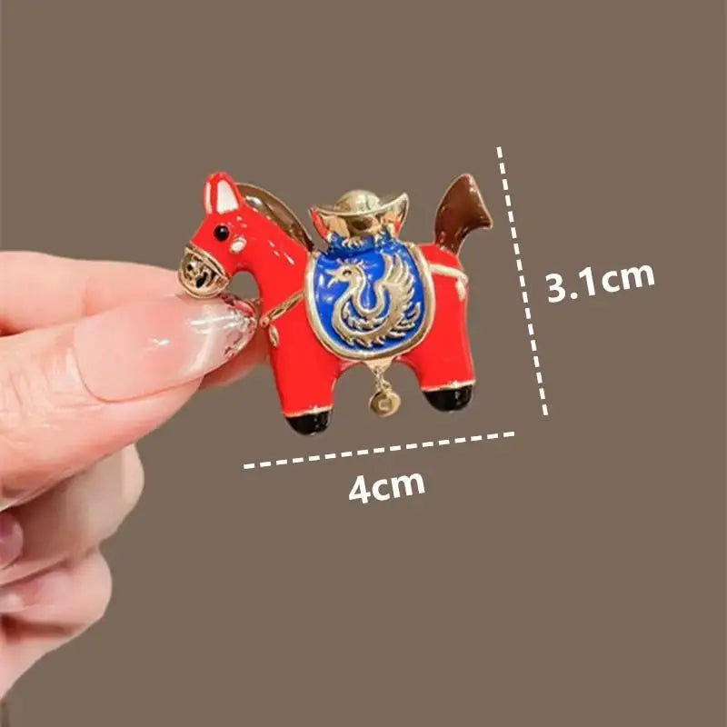 Cute Zodiac Pony Lion Dance Brooches Versatile Animals Horse Corsage Pins Clothing Accessories New Year's Gifts Qme A3
