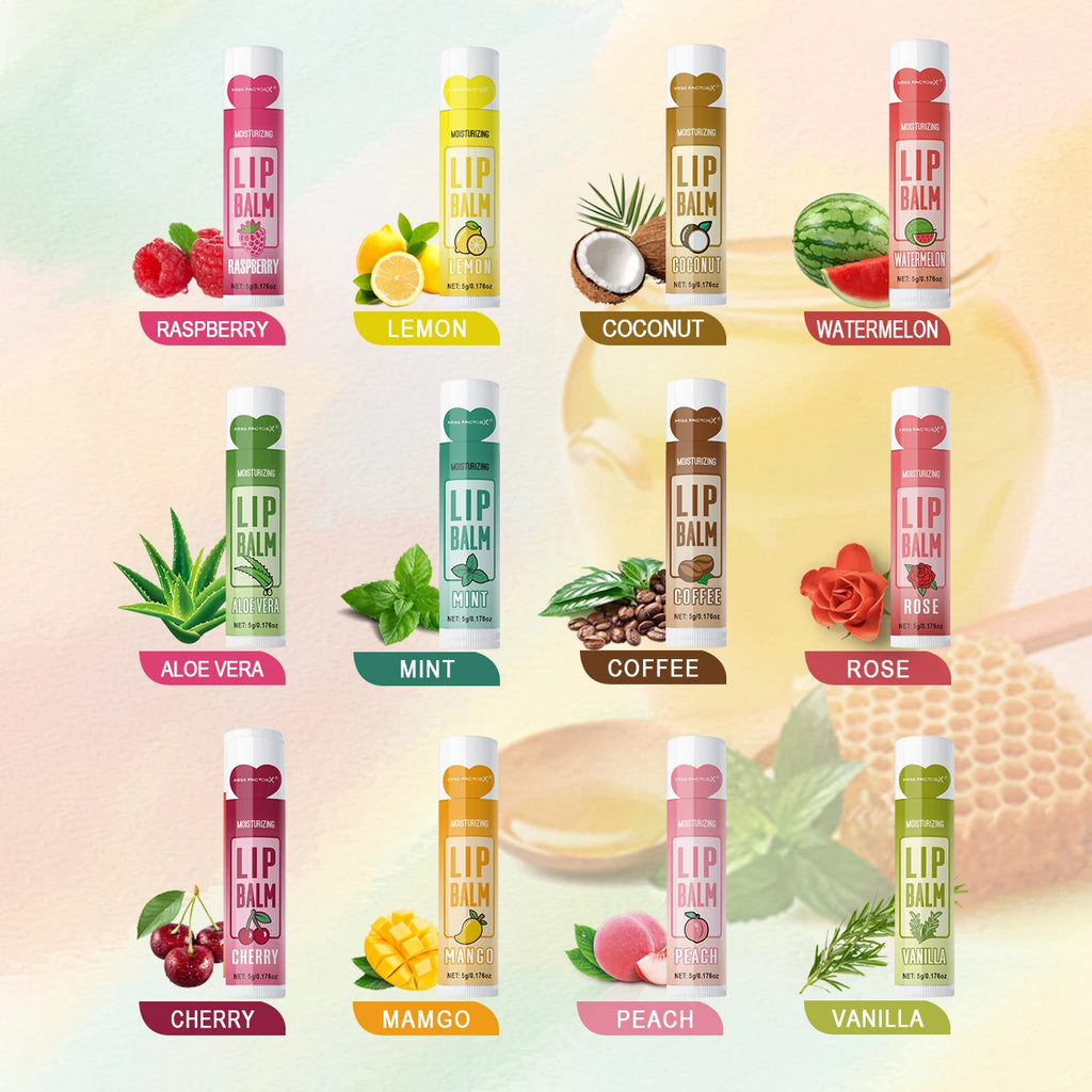 48PCS/ Box Moisturizing Lip Balm Set 5g12 Flower Fragrance Natural Fragrance Moisturizing and Brightening Lip Color Holiday Gift Qme