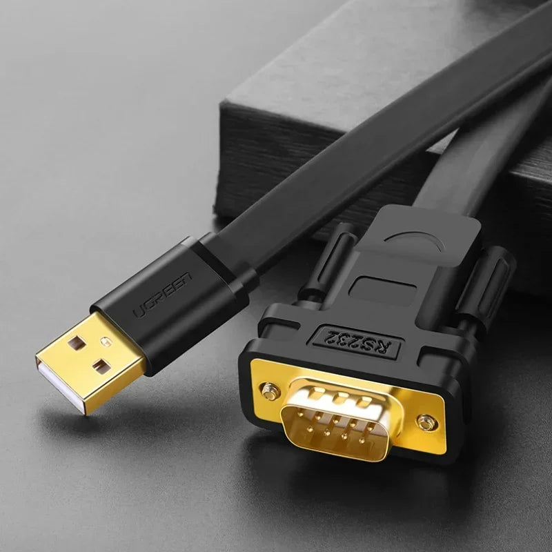 Flat Cable Converter for RS232 Com Serial, USB, WIN10, WIN8, MAC, SERVER2008, INDUSTRY Qme