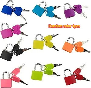 Luggage Lock With Key, Small Luggage Padlock Metal Padlock Mini Key Padlock Suitable for School Gym Classroom Pairing Games Qme Random color 4pcs