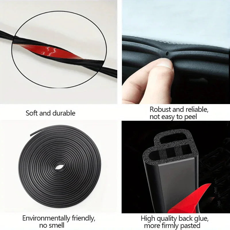 Car Door Rubber Seal Strip L-type Double Layer Sealing Adhesive Stickers Noise Insulation Weatherstrip Auto Interior Accessories Qme