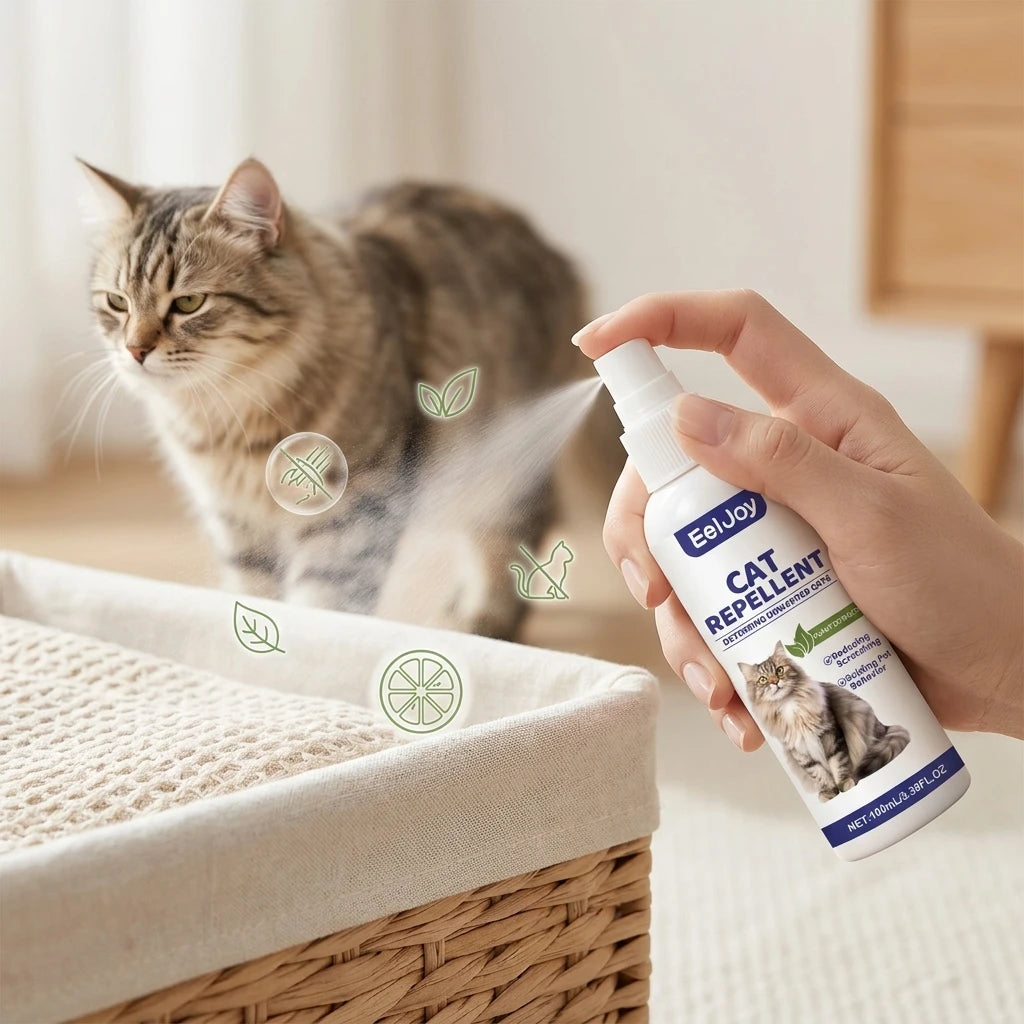 Plant Cats Repellent Spray Prevent Scratching Furniture & Unwanted Clawing Natural Scent Deterrent Pets Behavior Training Spray Qme