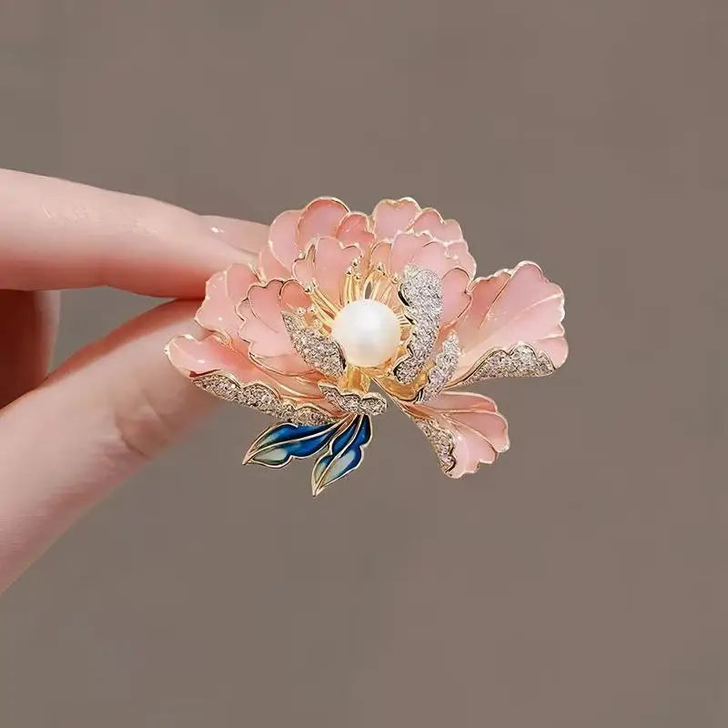 European And American Fashion Retro Alloy Flower Set With Pearl Brooch Chest Flower Qme