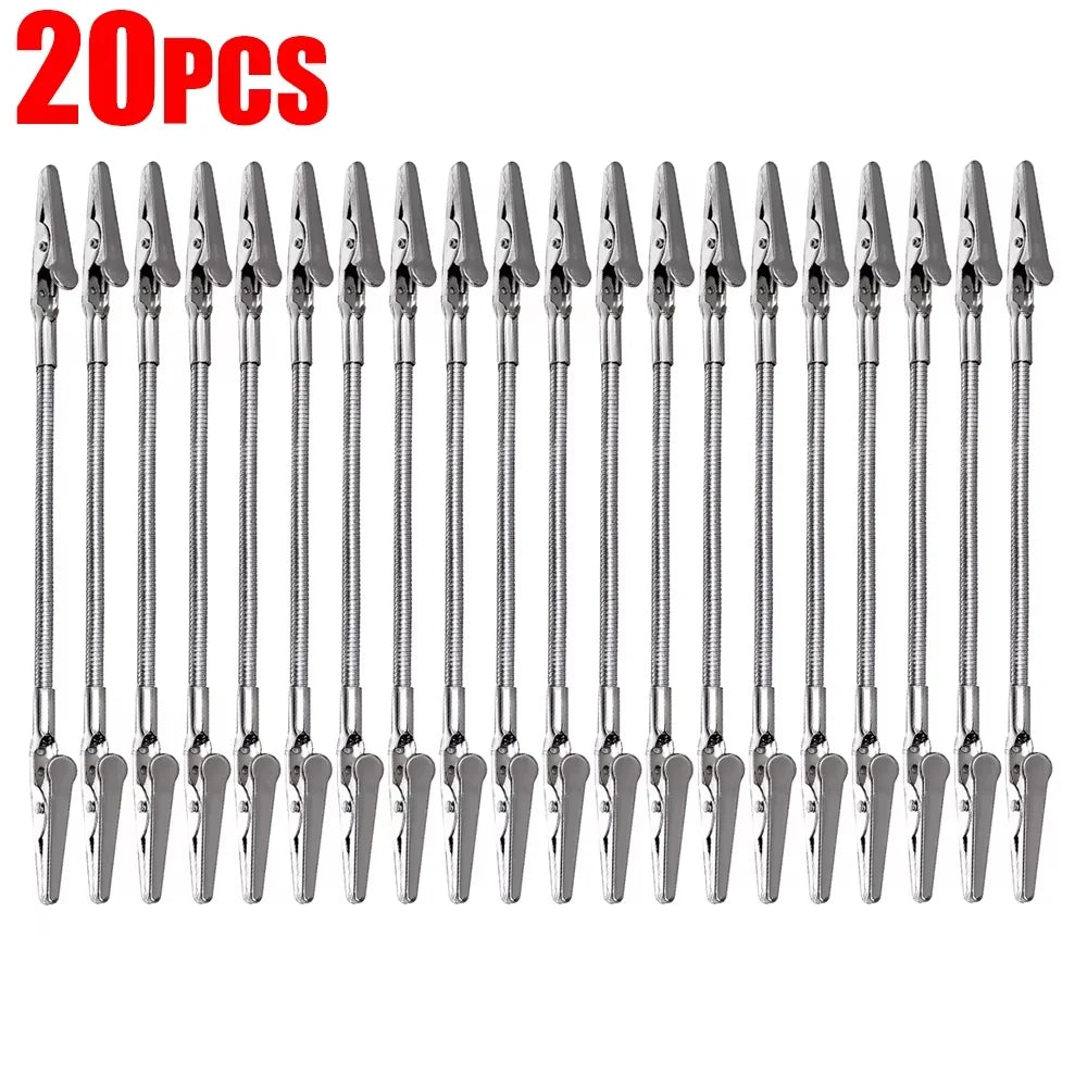 Stainless Steel Long Tail Clip Multifunctional Office School Paper Clamp Wire Rope Photo Holder Desk Decoration Display Qme Crocodile clips 20pc