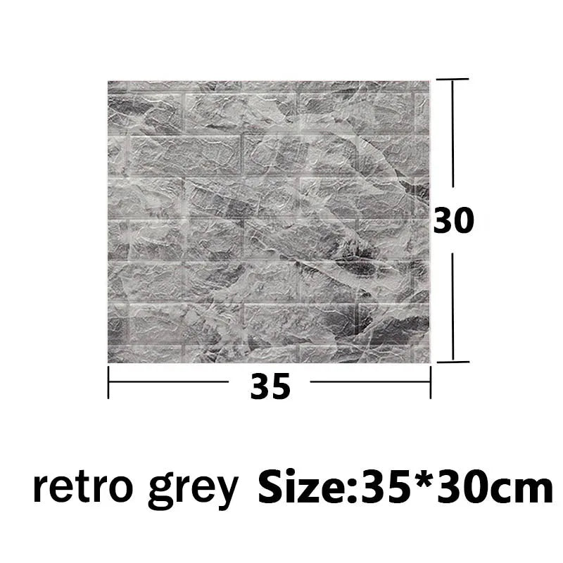 Optional Color 3D Brick Home Decoration Wallpaper for Bedroom Living Room Soft Foam Base Waterproof Wall Stickers 35X30CM Qme D 35x30cm-10pcs