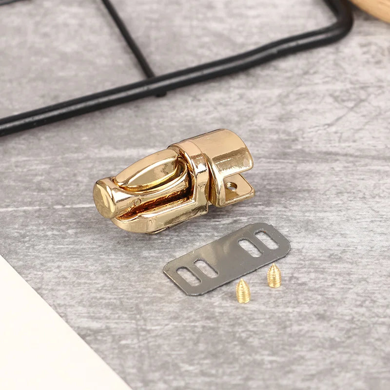 Durable Metal Column Tuck Lock Closure Catch Clasp Buckle Fasteners for Bag Case Handbag Purse Accessories, DIY Wallet Making Qme Golden 2pcs