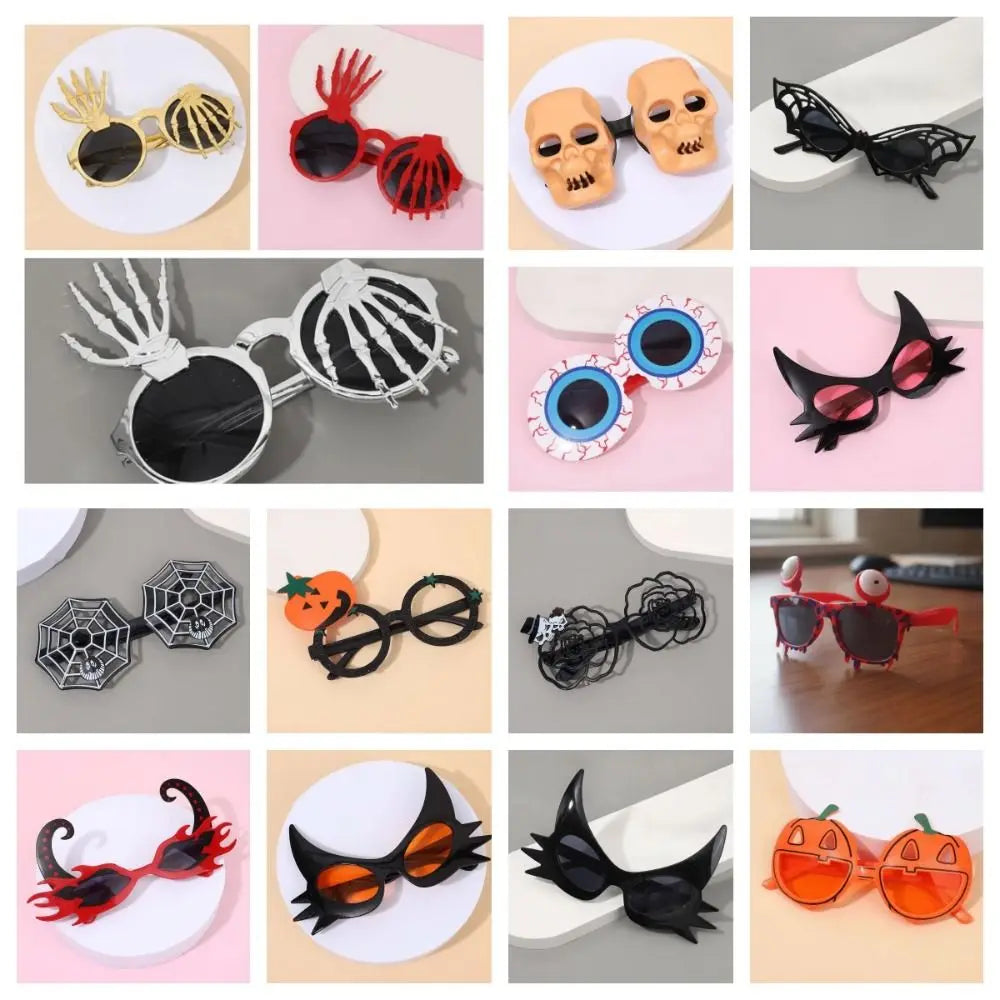 Skeleton Hand Halloween Party Sunglasses Spider Web Dark Lenses Funny Qme