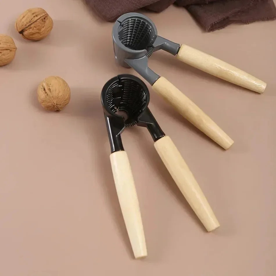 Heavy Duty Aluminum Nutcracker with Wood Handles Manual Tool Opening Lobster Pecan Walnut Crackers WoodHandled Aluminum Nutcrack Qme