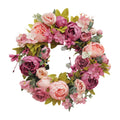 Peony Artificial Flower Round Wreath Holiday Party Wedding Decoration Props Home Resturant Door Display Props Qme Red