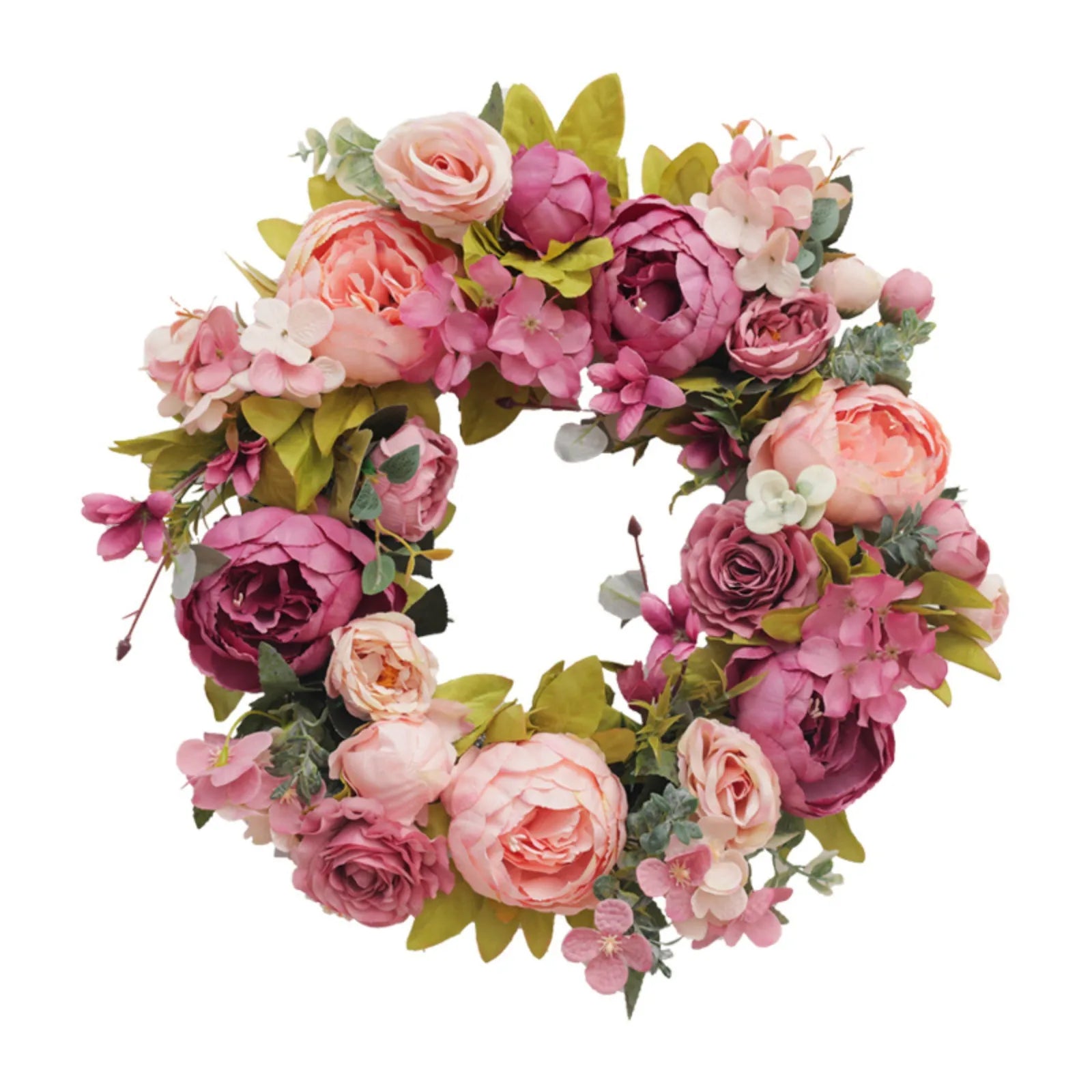 Peony Artificial Flower Round Wreath Holiday Party Wedding Decoration Props Home Resturant Door Display Props Qme Red