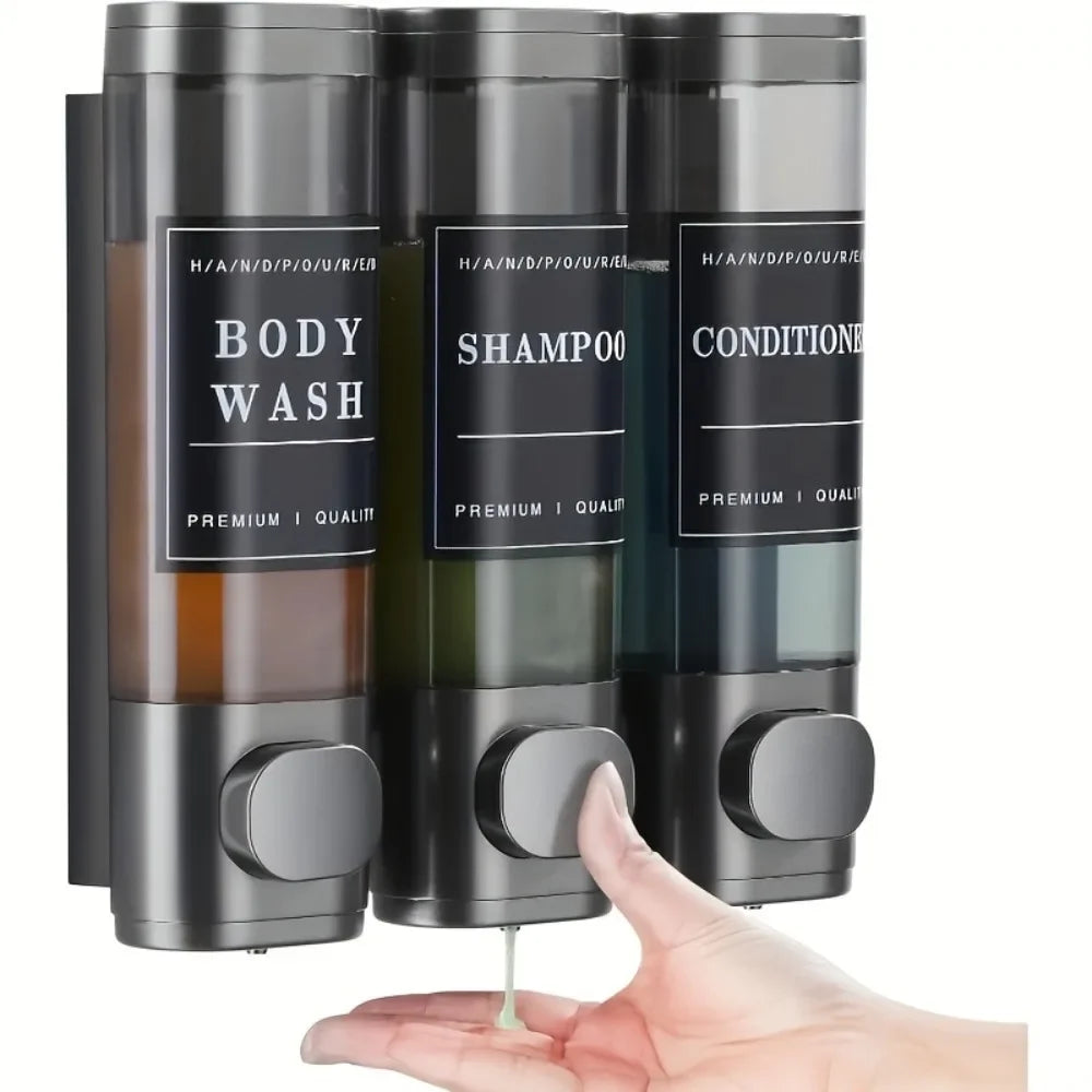 3 ABS Triple Shampoo Conditioner Dispenser Wall Mounted Soap Shower Qme