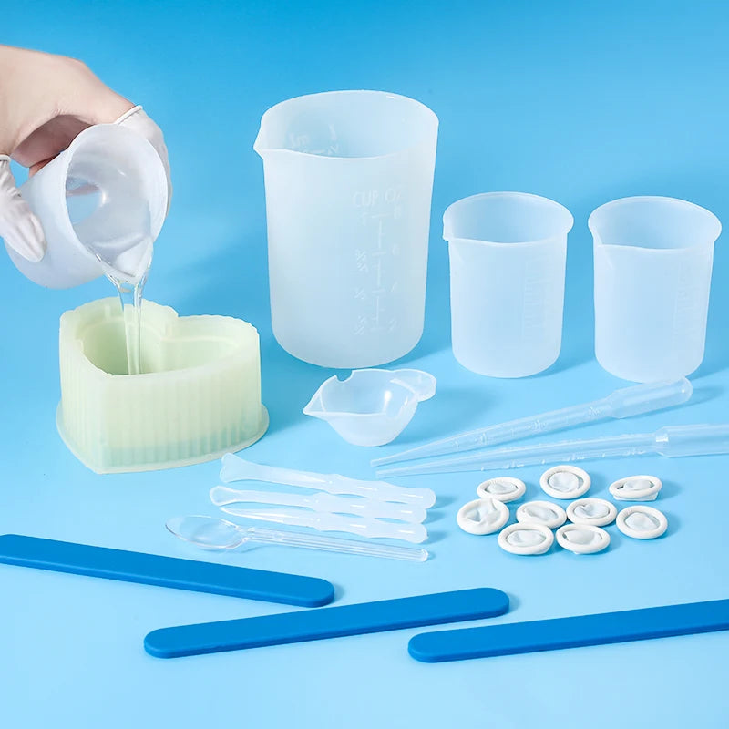 Epoxy Resin Tools Silicone Pad Measuring Cups Beaker Disposable Stirring Stick Rods Spoons Gloves For Jewelry Making Accessories Qme