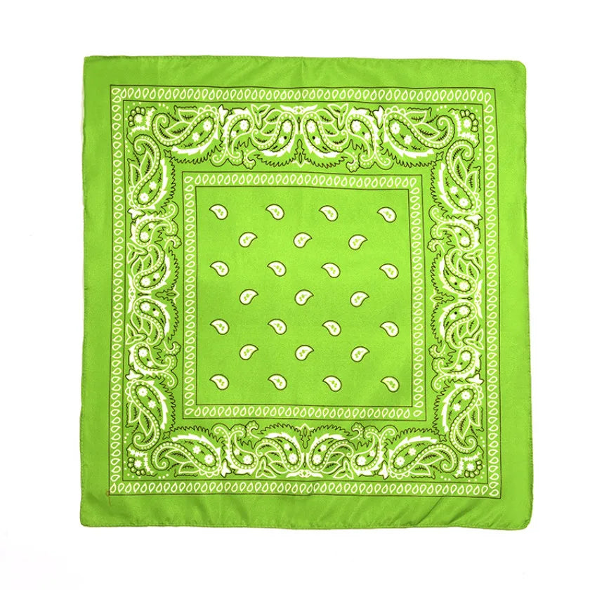 Fashion Hip Hop Bandana Kerchief Unisex Black Hair Band Neck Scarf Qme light green 55CM-55CM