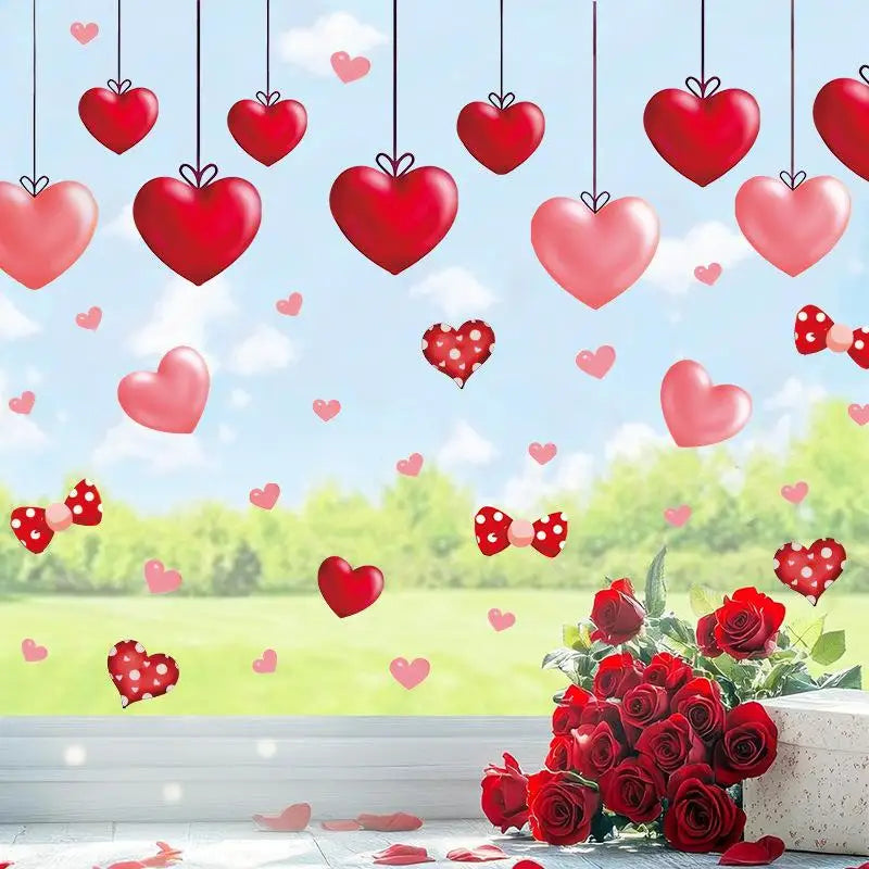 Heart Shaped Wall Window Stickers Valentine's Day Festive Party Atmosphere Decorations For Home Party Shop Restaurant Qme