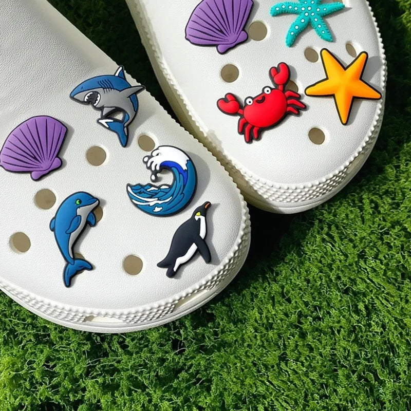 2026 PVC fish series Crab Shark Cute shoe buckle charms accessories decorations for sandals sneaker clog unisex lovers gift drop Qme
