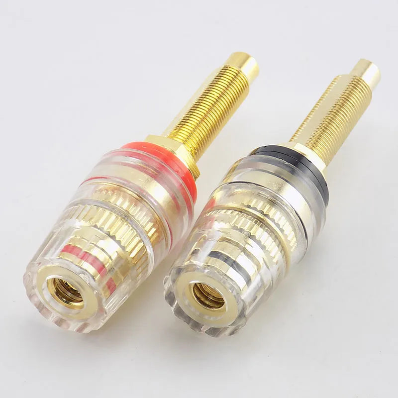 5pcs Brass Long Binding Post Connector Audio Speaker Amplifier Audio Adapter for 4mm Banana Plug Terminal Connectors C4 Qme