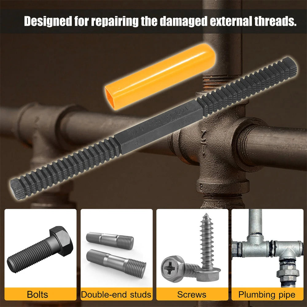 Thread Repair File Metric Thread Restoration Repair File Cleans Damaged Threads 0.75-3 mm Pitch Metal Hardware DIY Hand Tools Qme