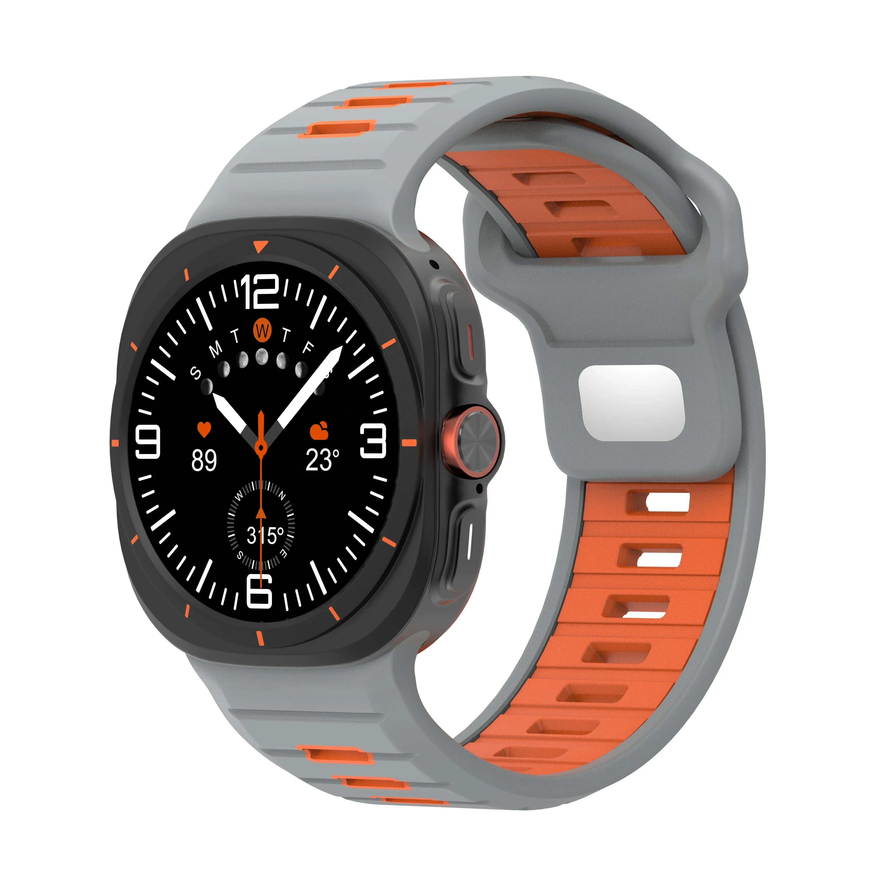 Sports Silicone Strap For Samsung Galaxy Watch Ultra 47mm Soft Loop Two Color Band For Samsung Galaxy 7 Ultra No Gaps Watchband Qme Grey Orange Galaxy Ultra 47mm